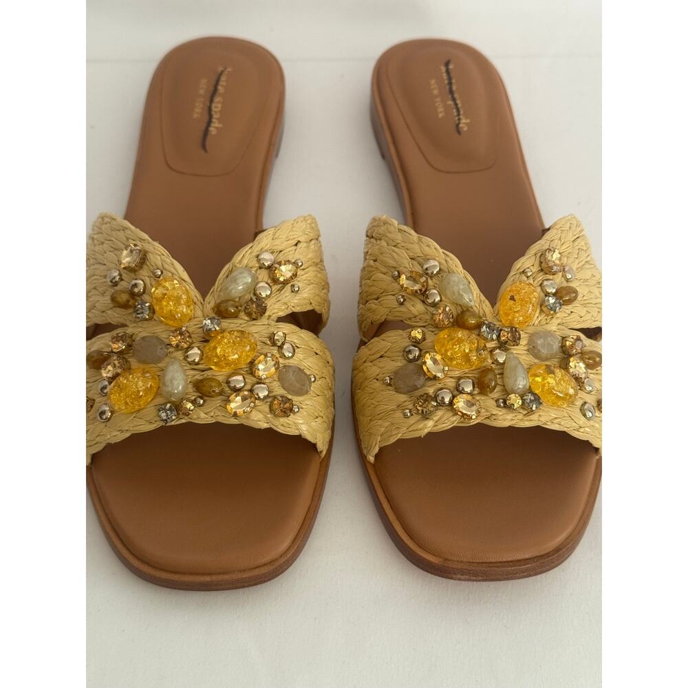 Kate Spade Dock Crystal Raffia Slides 10B NIB Defaced Sandals - Picture 8 of 14